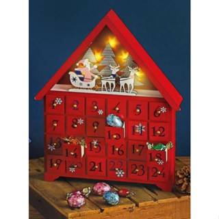 日本商品 木頭小屋造型燈曆零食組 聖誕木頭小屋倒數月曆 小抽屜 巧克力 水果糖 收納盒 聖誕節燈飾