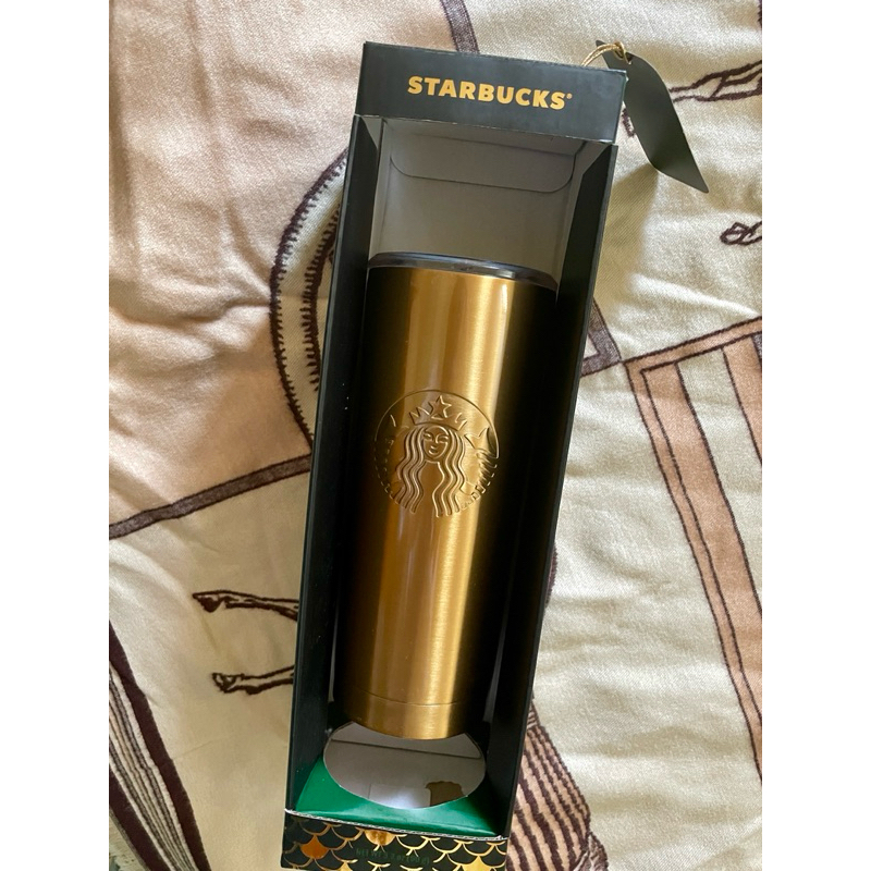 Starbucks星巴克 金色不鏽鋼保溫杯/保冷杯