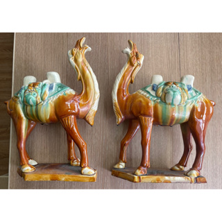洛陽 唐三彩 駱駝 精品 舊仿 中國 駱駝 馬 陶瓷擺件 陶瓷 工藝 工藝品 收藏品 藝術品 收藏 藝術 擺件 馬上有錢