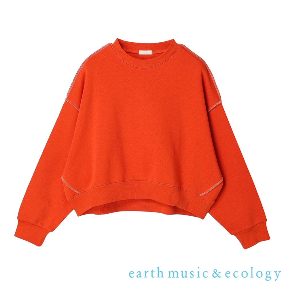 earth music&amp;ecology 配色縫線設計寬版圓領長袖T恤(1L24L1C0600)