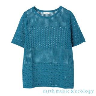 earth music&ecology 鏤空鉤織純棉短袖圓領上衣(1L26L2C0100)