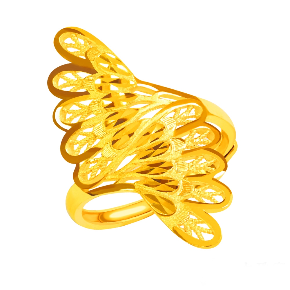 【元大珠寶】『美麗鳳尾』黃金戒指 活動戒圍-純金9999國家標準16-0028
