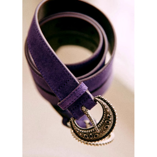 法國品牌SEZANE 麂皮復古月亮扣環皮帶Louve belt purple 紫色