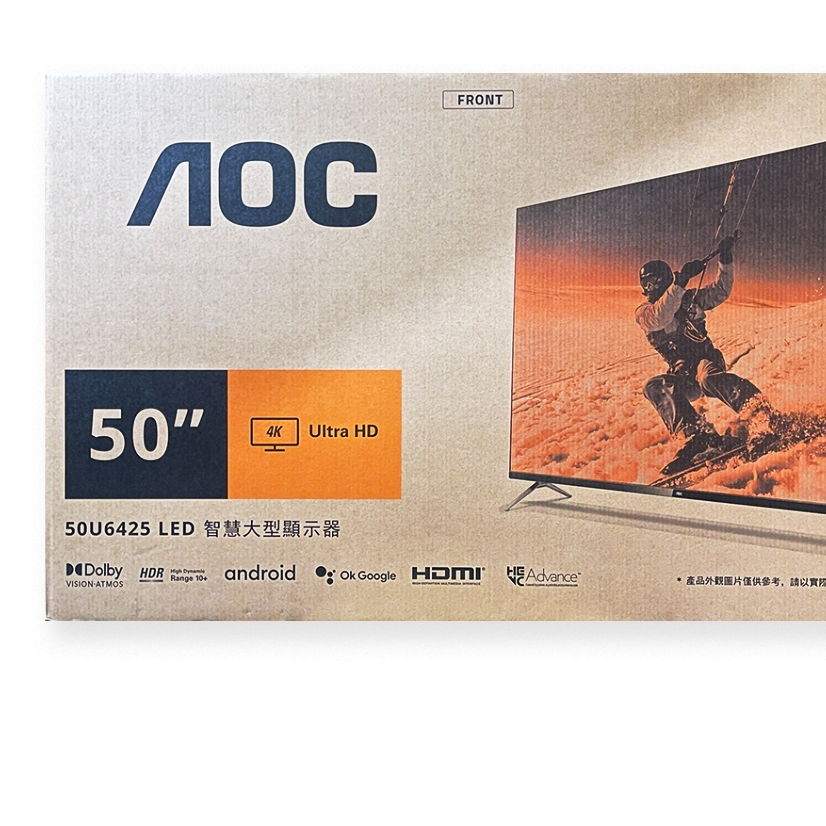 【宅配免運】【AOC】 50吋4K HDR智慧大型顯示器/電視 50U6425