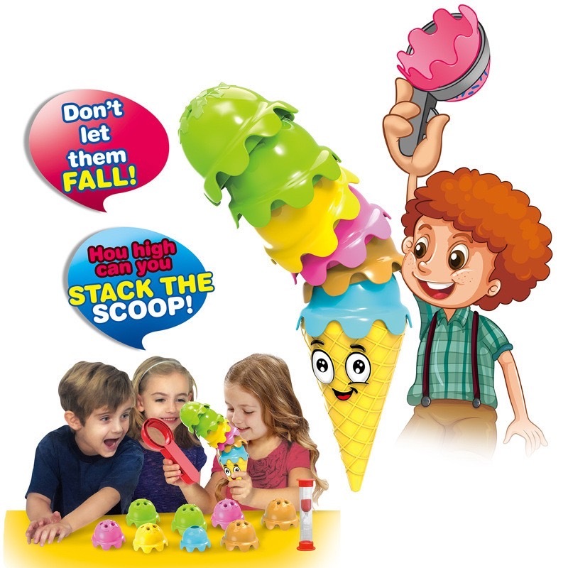 彩虹疊疊樂冰淇淋 桌遊 冰淇淋疊疊樂  益智遊戲 疊疊樂 平衡遊戲