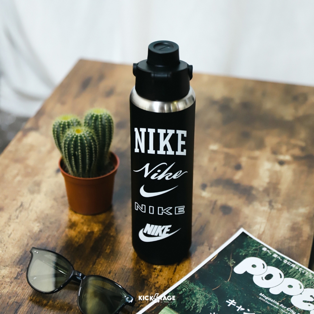 NIKE RECHARGE CHUG BOTTLE 黑 24OZ 大口徑 保冷 不鏽鋼 運動 水壺【DX7051-087