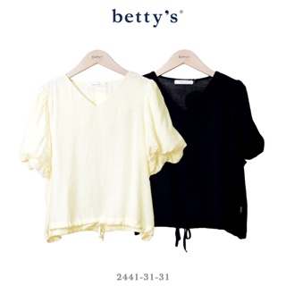 betty’s專櫃款(41)天絲棉下擺抽繩V領上衣(共二色)