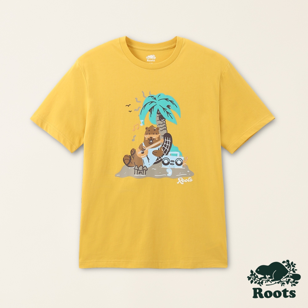 【Roots】男裝-海洋生活家 熱帶島嶼海狸有機棉短袖T恤