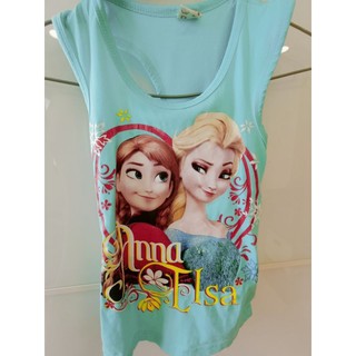 Elsa 圖案湖水綠色夏天背心120