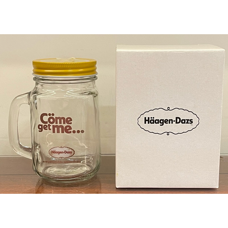 哈根達斯Haagen-Dazs 玻璃杯 手把杯 門市手把玻璃罐 450ml 含蓋