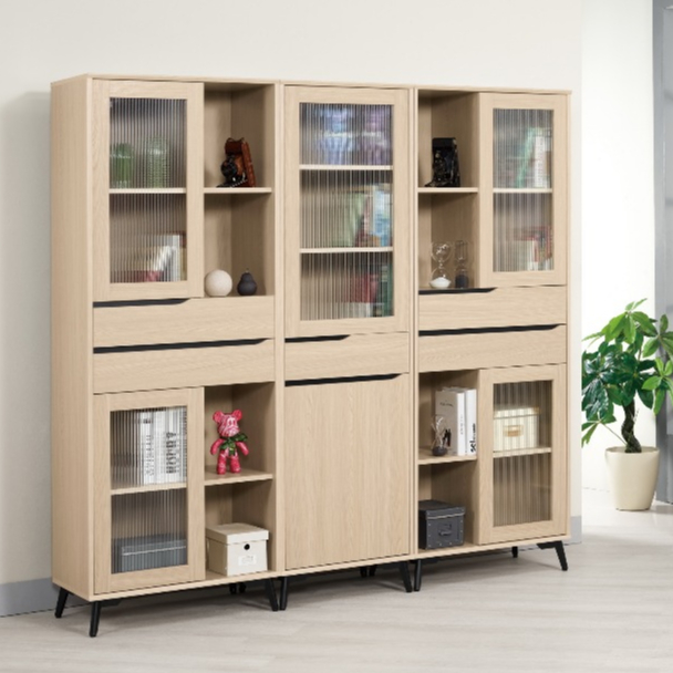 【新荷傢俱工場】M 448☆系統式組合式書櫃(1.8尺/2.3尺/6.4尺) 書架 書房櫃 收納櫃 玻璃書櫃 書櫃組