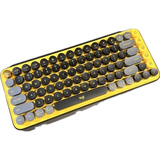 二手 純英文鍵盤 羅技 Logitech POP KEYS 無線機械式鍵盤 茶軸 酷玩黃 無線鍵盤 藍牙鍵盤