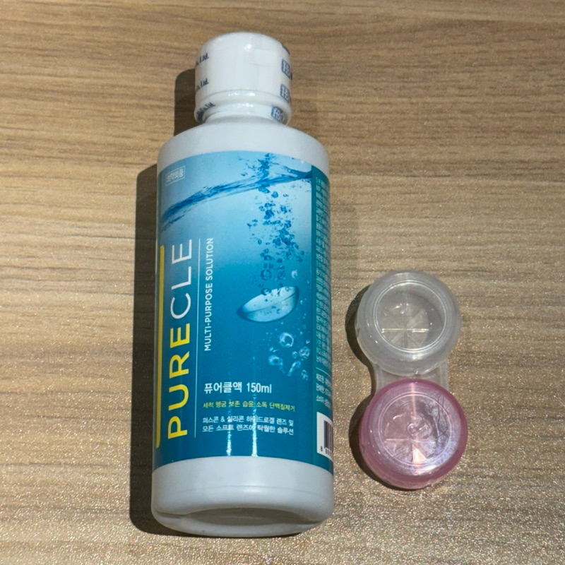 全新未拆【韓國購入】olens隱眼 PURECLE保養液 150ml 隱形眼鏡保養液 贈水盒