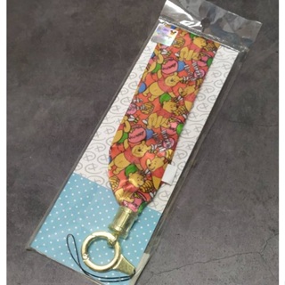 小熊維尼 緞面吊繩 絲質布料短版吊繩 正版迪士尼 掛繩 證件帶 寬版手機證件帶 防失吊繩