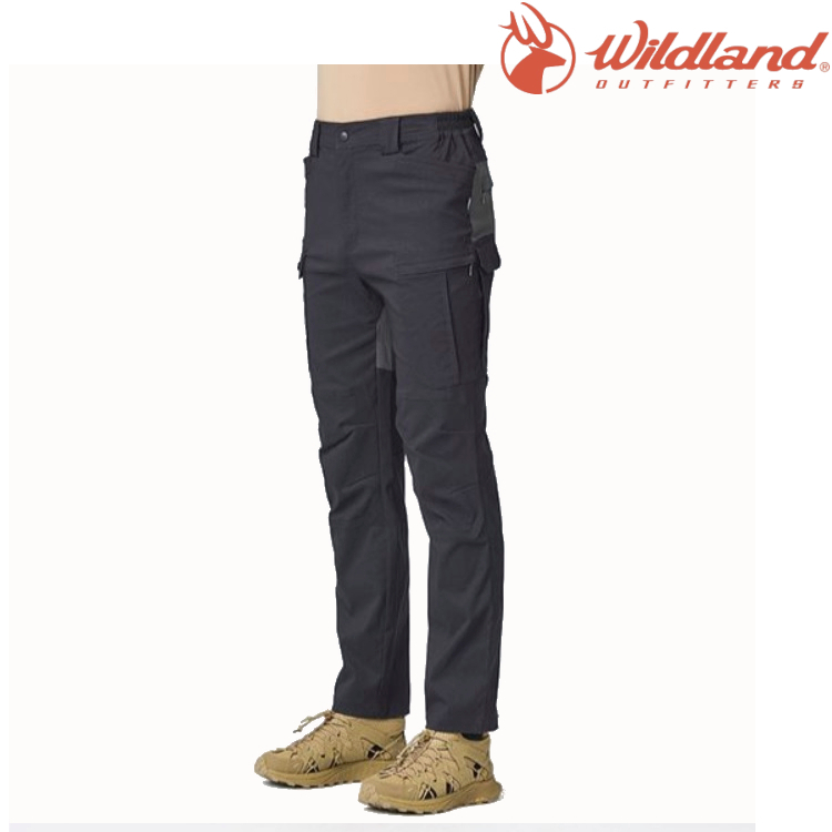 荒野 Wildland 男款 彈性抗UV 多袋拼接工裝褲/軟殼褲/戶外長褲 0B21316 165 印黑色