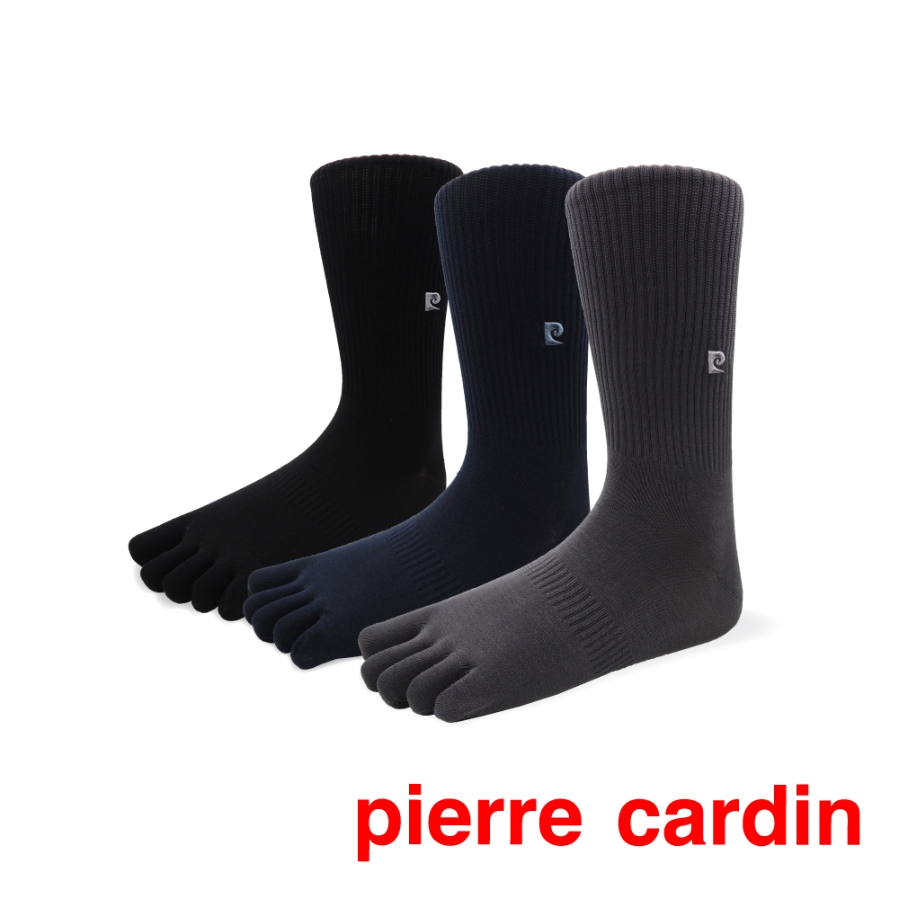 【Pierre Cardin 皮爾卡登】絲光休閒五趾襪 襪子 五指襪 一體成形 男襪 長襪 減少異味 棉襪 丈青