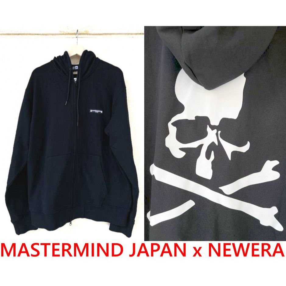 BLACK全新MASTERMDIND JAPAN x NEW ERA經典MMJ大骷髏WORLD帽夾/連帽外套