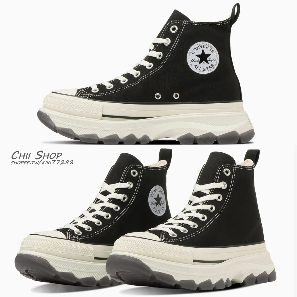 【CHII】日本限定 Converse ALL STAR Ⓡ TREKWAVE CS 高筒 鋸齒厚底 果凍鞋底 黑色