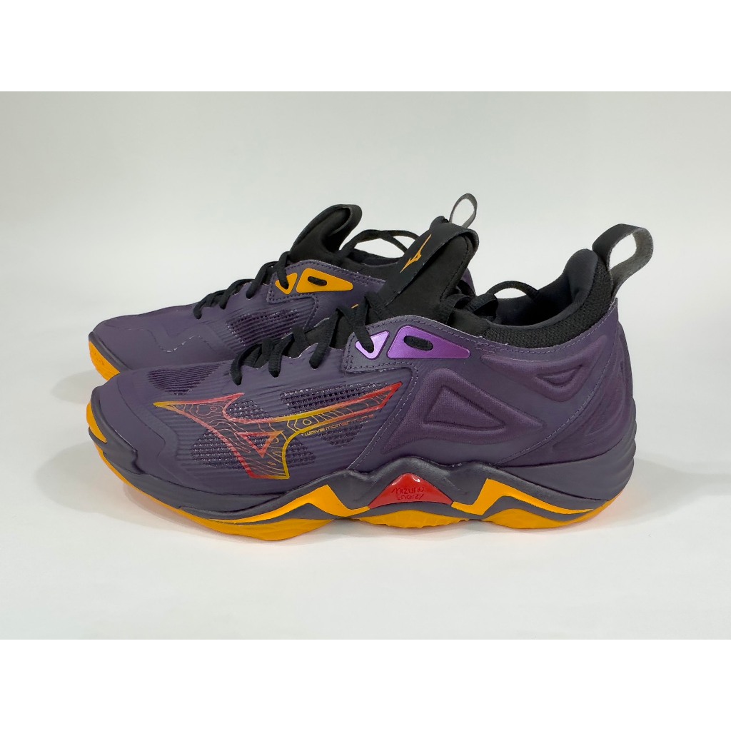 MIZUNO 美津濃 WAVE MOMENTUM 3 排球鞋 27.0 紫x橘 V1GA240053