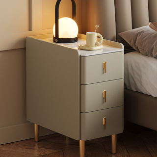 超窄小型實木床頭櫃簡約現代家用卧室小戶型智能岩板三抽屜床邊櫃