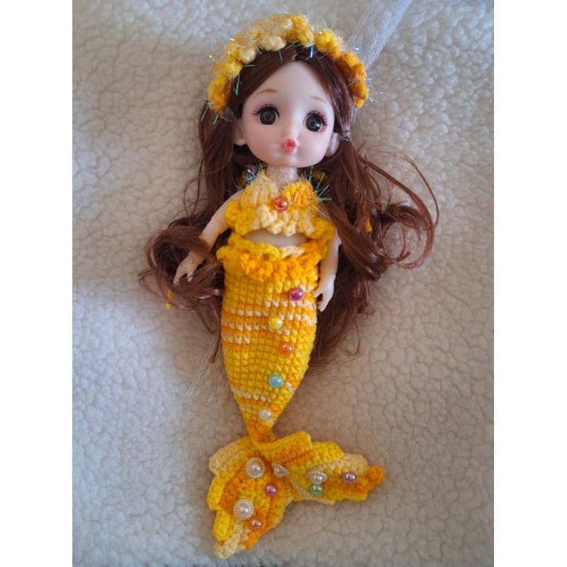 毛線編織衣 美人魚造型芭比娃娃 （衣服可拆）