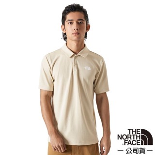 【The North Face】男 款吸濕透氣短袖POLO衫 FLASHDRY 休閒衫 運動上衣_卡其_7QOW