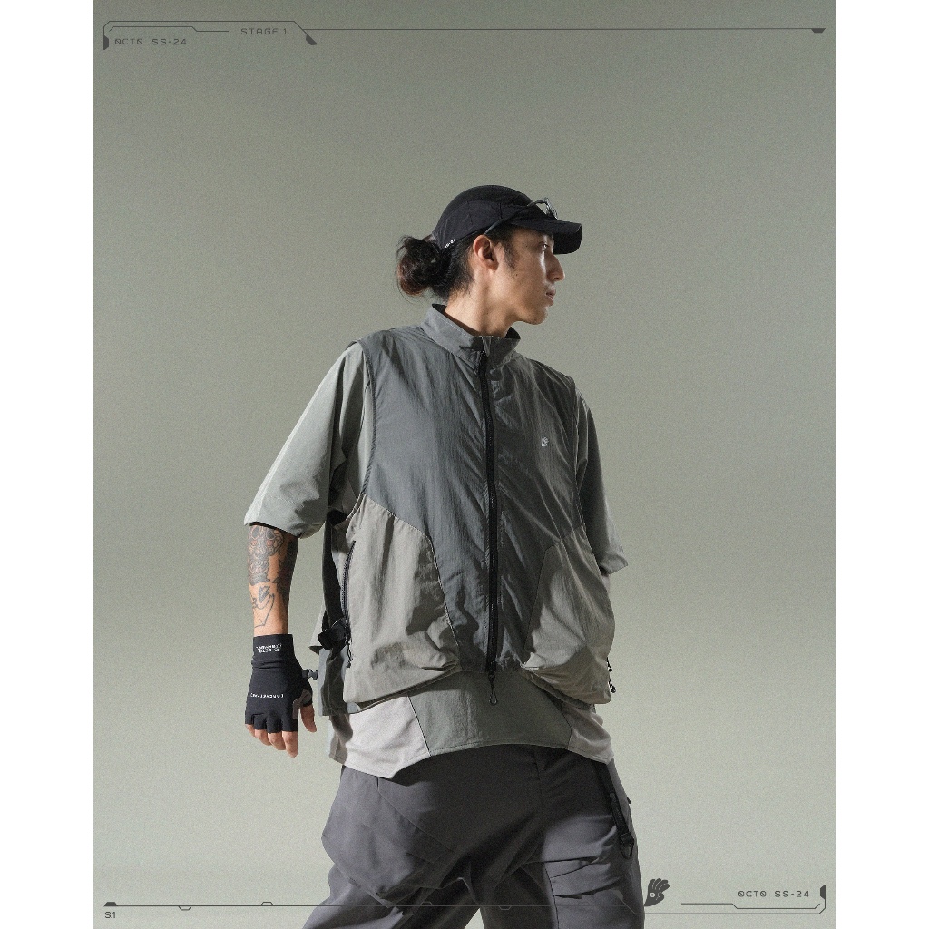 【GSELECT】OCTO GAMBOL - S24 O-01 背心 上衣 無袖 可拆卸式 背袋 透氣 層次 拉鍊 工裝