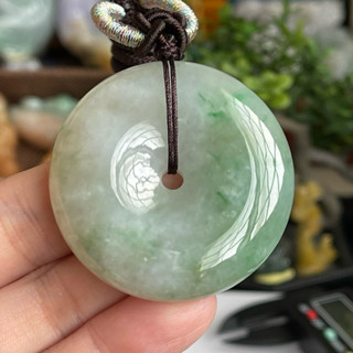 緬甸玉翡翠a貨飄陽綠大胖平安扣毛衣鏈玉墜吊飾B246
