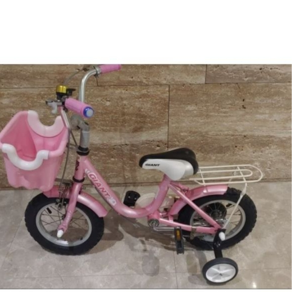 GIANT 捷安特 12吋 小女童 女孩 公主腳踏車 附輔助輪 及 原廠停車腳架