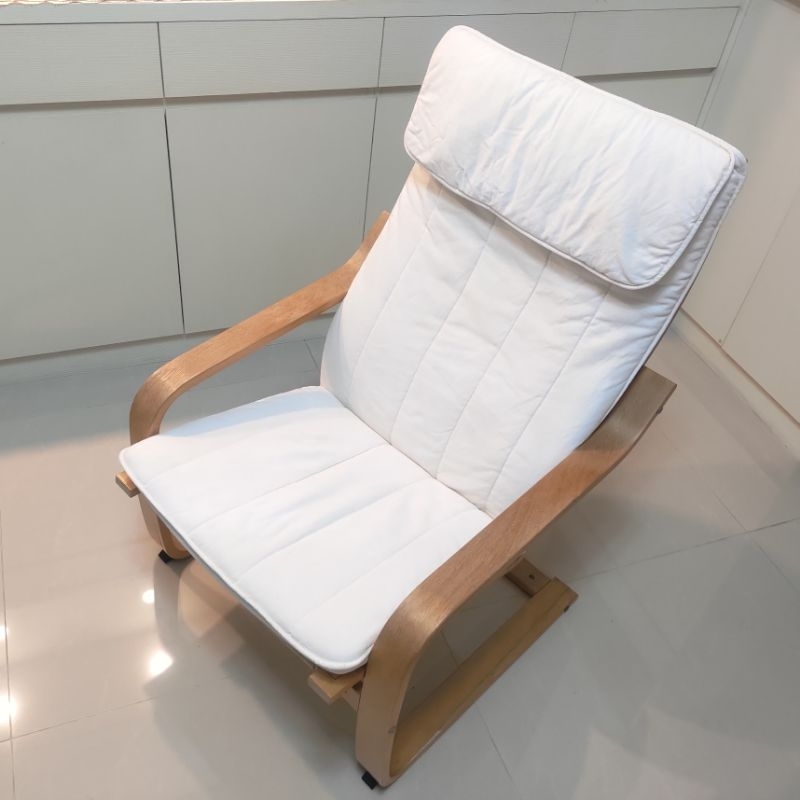 《 IKEA 》 POÄNG 扶手椅 白色 樺木 休閒椅 椅子 單人 沙發 搖椅 躺椅
