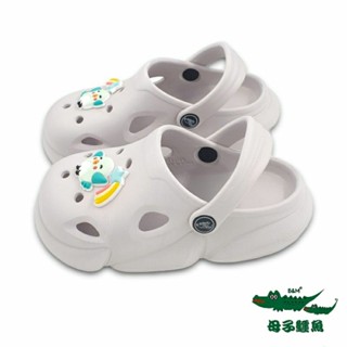 【MEI LAN】母子鱷魚 (童) 萌趣雲朵 輕量 防水 涼鞋 布希鞋 洞洞鞋 透氣 軟Q 6091 灰 另有多色可選