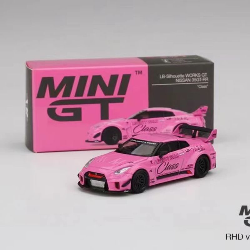 Mini GT 281 絕版 LB-WORKS Nissan GT-R R35粉色 附保護膠盒