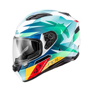 【豪新安全帽部品】SOL SF-6 SF6 獨角獸 白綠 彩繪 全罩帽 內建墨鏡 安全帽 免運費