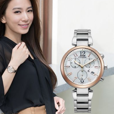 CITIZEN 星辰 xC 廣告款 光采迷人光動能時尚計時女錶-銀x玫瑰金/35mm(FB1454-52A)