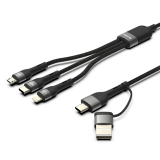 POLYWELL 二拖三PD編織快充線 五合一 USB+C+Lightning+Micro 1米