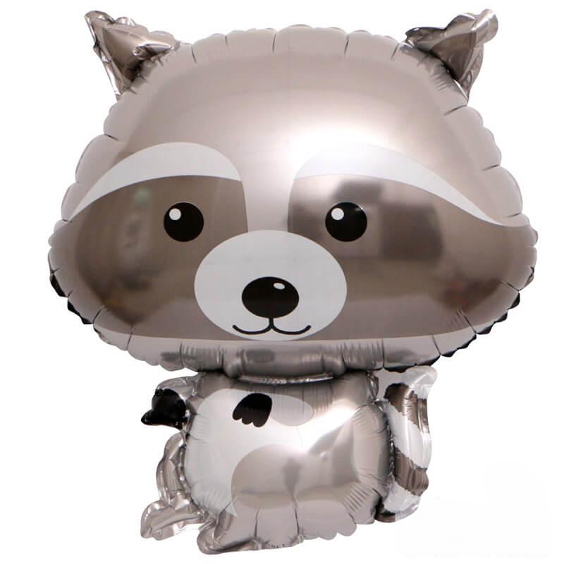 派對城 現貨 【63x48cm鋁箔氣球(不含氣)-灰色浣熊】 歐美派對 生日氣球 造型鋁箔氣球  派對佈置 拍攝道具