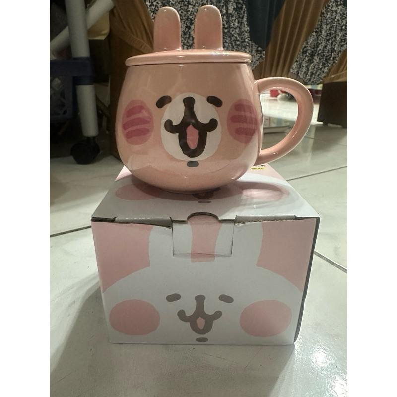 全新 kanahei 卡娜赫拉的小動物 x KIRIN 午後紅茶 粉紅兔兔 造型陶瓷杯