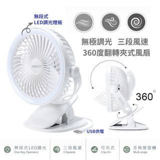 【風扇】夾式風扇 無極調光三段風速360度翻轉夾式風扇USB供電 RASTO RK17