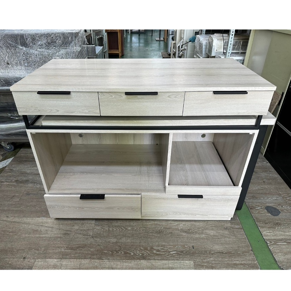吉田二手傢俱❤簡約白橡木色延伸中島櫃 中島桌 櫥櫃 抽屜櫃 餐桌