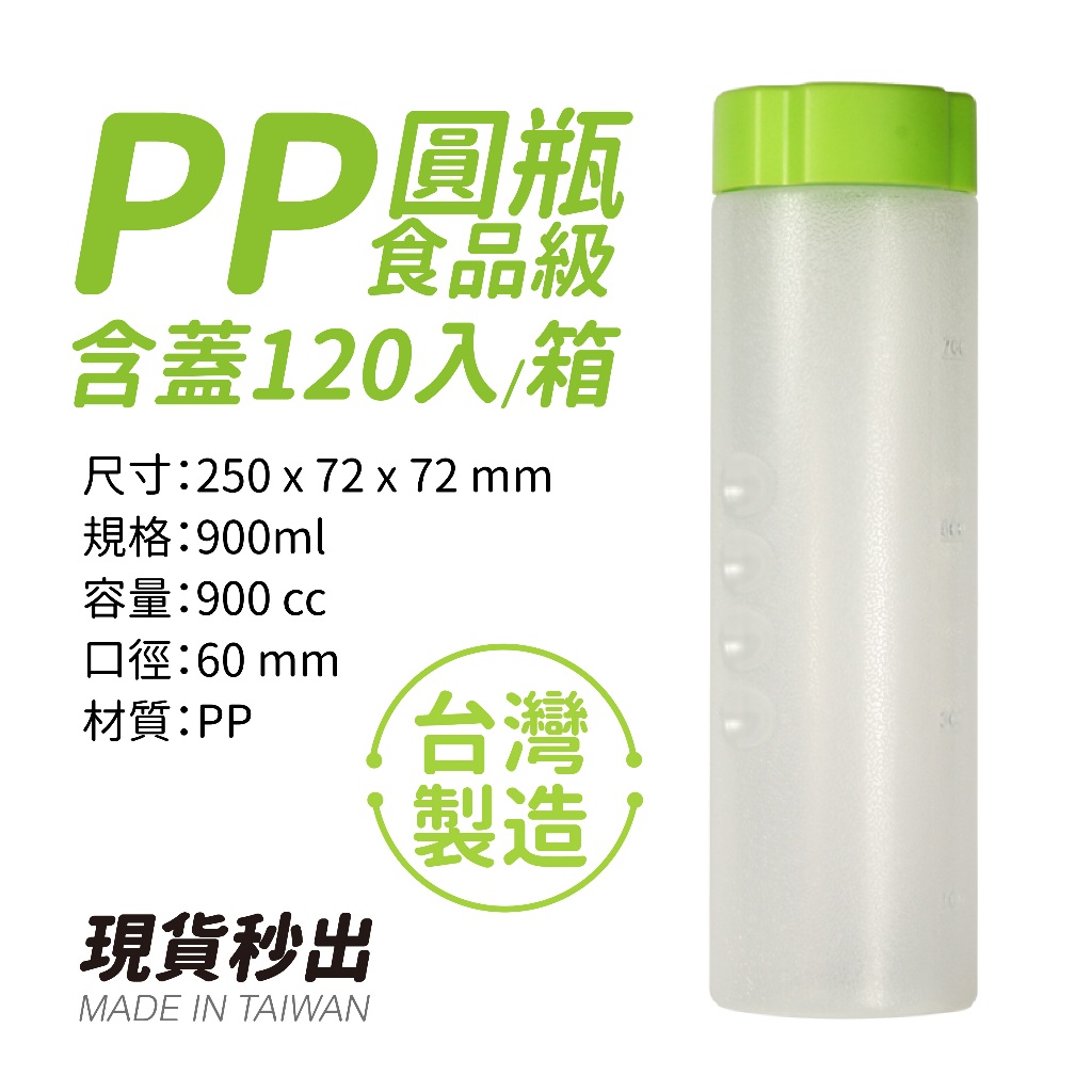 【台灣製造】免運食品級PP圓瓶/900ml/含蓋出貨/ 飲料瓶 塑膠瓶 瓶子 水瓶 瓶 食品級 方瓶 飲料 收納罐 圓瓶