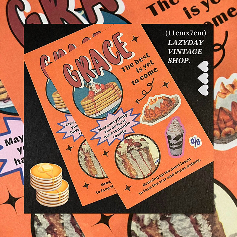 《𝑳𝑨𝒁𝒀𝑫𝑨𝒀復古懷舊便條紙系列》1965歐美海報風格｜草莓焦糖鬆餅甜點店｜牆面裝飾海報手帳筆記日記本