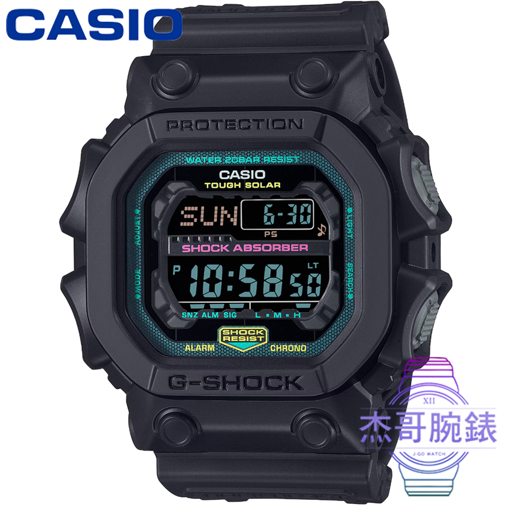 【杰哥腕錶】CASIO卡西歐G-SHOCK 太陽能鬧鈴坦克電子錶-黑 / GX-56MF-1 (台灣公司貨)