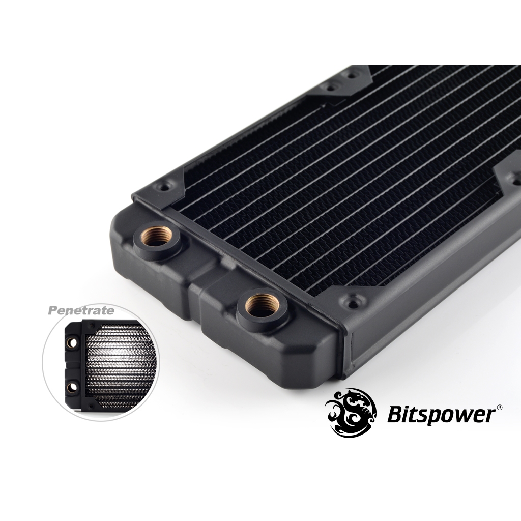 電腦水冷散熱Bitspower240 30mm厚銅薄排與3入數位RGB風扇組含風扇PWM轉速控制器及數位RGB控制器