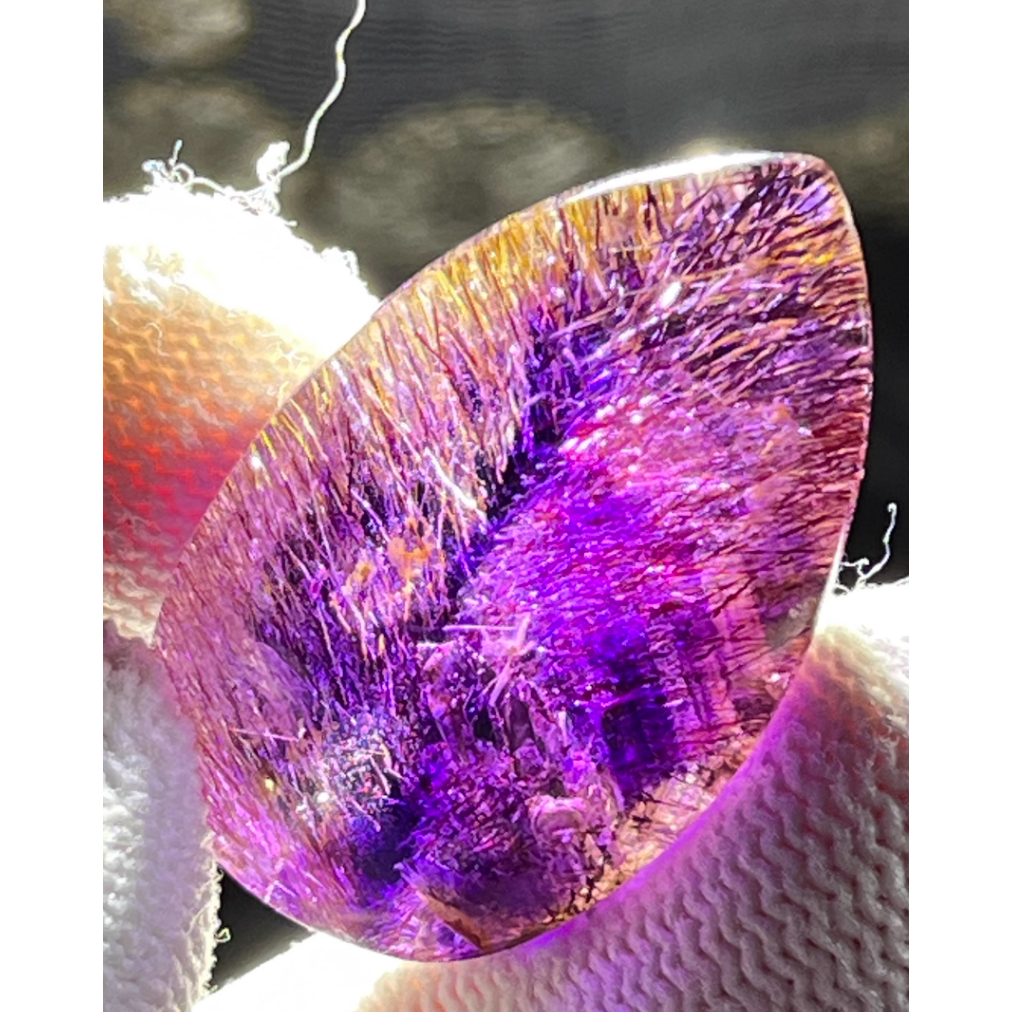 天然超七紫黃髮晶吊墜晶體通透效應超強實物更漂亮