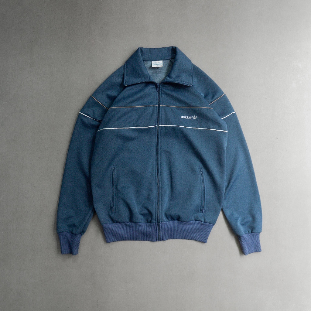 《白木11》 70-80S ADIDAS TRACK JACKET 愛迪達 藍色 條紋 高領 運動外套
