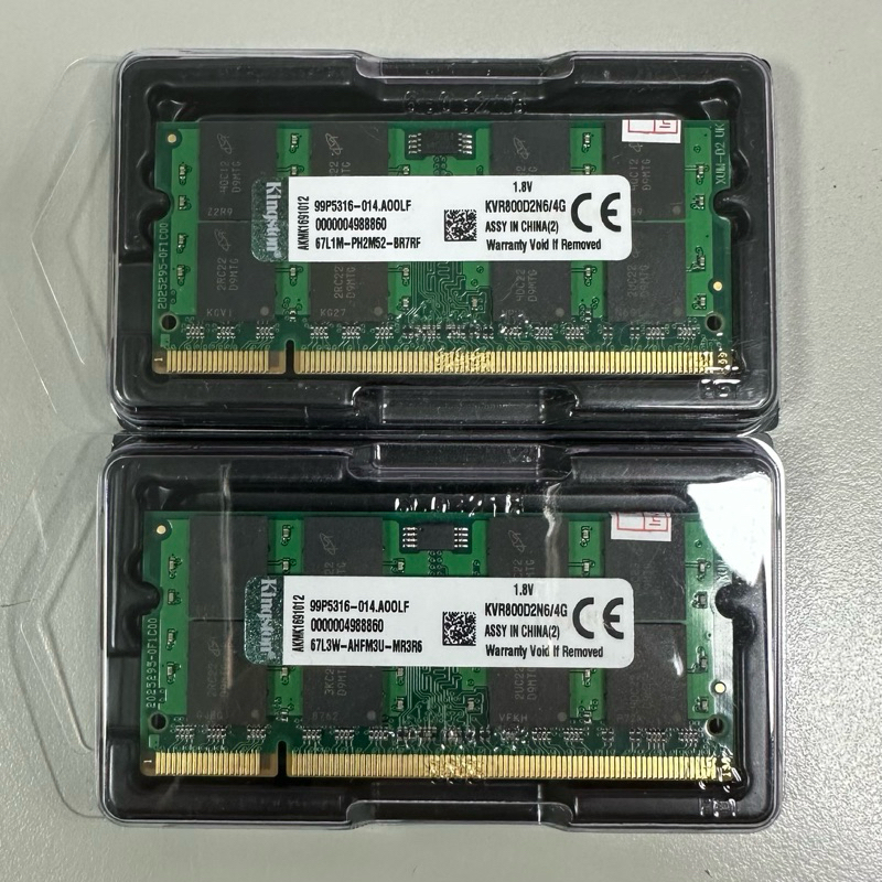 金士頓 Kingston DDR2 800 KVR800D2N6  4G x2 = 8G  4GB 8GB intel用