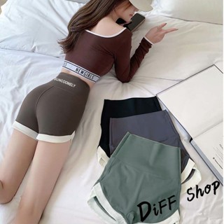 【DIFF】韓版撞色彈性緊身運動短褲 鯊魚褲 休閒褲 短褲 褲子 女裝 休閒短褲 運動褲 高腰褲 黑褲【P266】