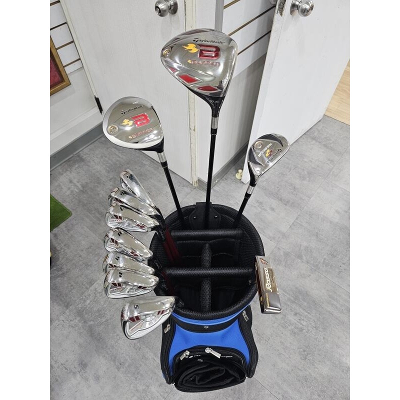 二手超美品TaylorMade BURNER 1木+3木+小雞腿+5-S鐵桿組+34"推桿+近全新球袋 SET