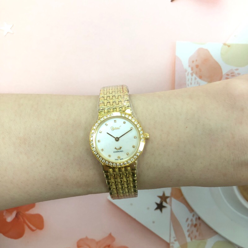 Ogival 愛其華 女 時尚白面金色 石英腕錶 (385-035DLK) 26mm