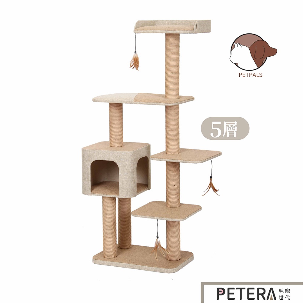 【Petpals】麻布紙繩遊憩跳台-6層 貓跳台 貓屋 寵物用品 貓抓柱